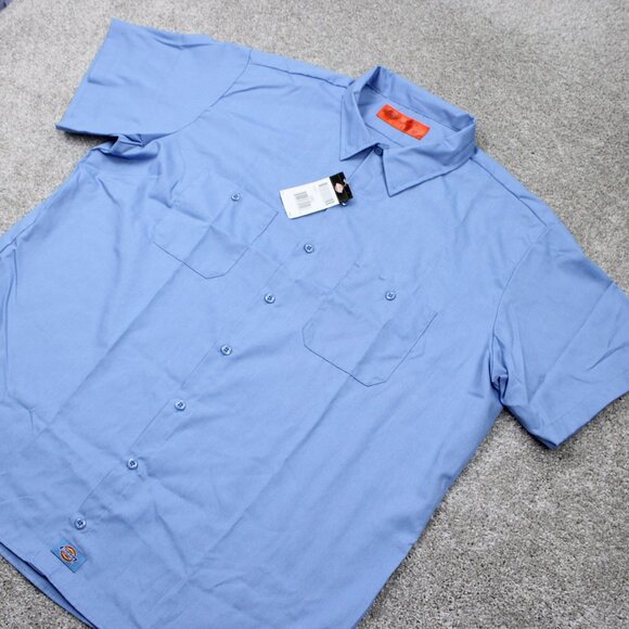 Dickies 2-Pocket Work Shirt NWT Men 3XL XXXL Blue Polyester/Cotton S/S Button Up - Picture 3 of 14